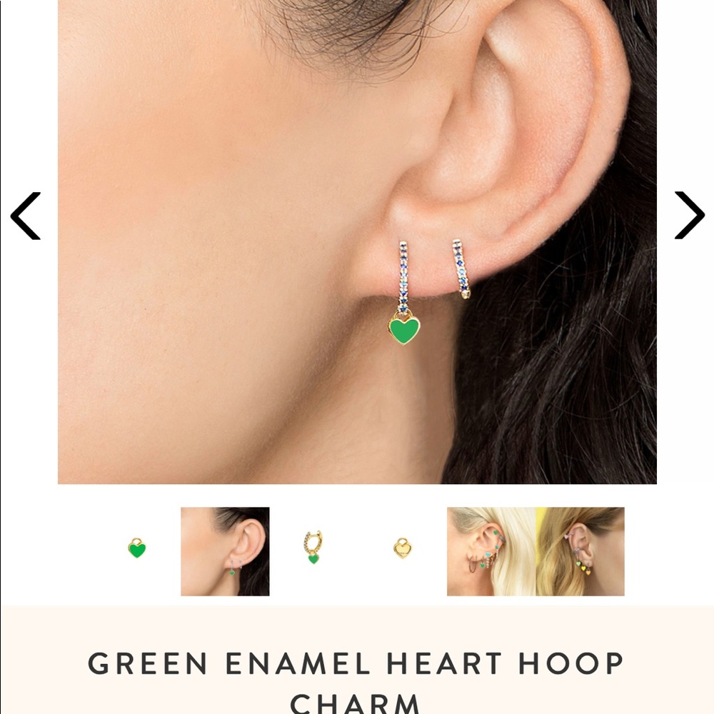 Green enamel heart charm - Picture 2 of 6
